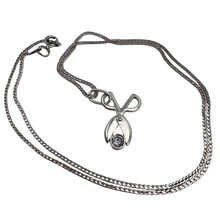 Load image into Gallery viewer, Vintage 925 Sterling Silver Scissors Pendant Necklace with Cubic Zirconia, Hairdresser Gift for Women