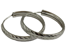 Load image into Gallery viewer, Vintage 925 Sterling Silver Textured Hoop Earrings with Chevron Pattern, Women's Jewelry