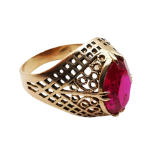 Load image into Gallery viewer, Vintage Soviet 14K Rose Gold Oval Ruby Filigree Ring, 583 Hallmark, Openwork Design