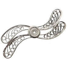 Load image into Gallery viewer, Vintage USSR 960 Silver Filigree Brooch with Intricate Openwork Design, Handmade Hallmarked Collectible Pin