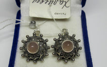 Load image into Gallery viewer, Vintage Russian Soviet sterling silver earrings with chalcedony gemstones, women's jewelry, lightweight and detailed design.