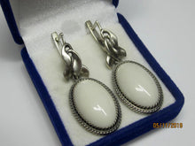 Load image into Gallery viewer, Vintage Soviet-style sterling silver earrings with intricate design, weighing 14.78g, crafted by Fezba Market.