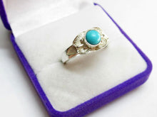 Load image into Gallery viewer, Vintage Soviet Russian sterling silver 925 women's ring with turquoise stone, size 9 US, Fezba Market jewelry.