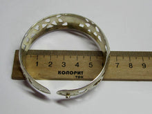 Load image into Gallery viewer, 875 Hallmark on Vintage Soviet Russian Sterling Silver Cuff Bracelet