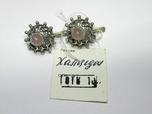 Load image into Gallery viewer, Vintage Russian Soviet sterling silver earrings with chalcedony stones, women's jewelry, lightweight 7.33 grams, handcrafted design