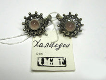 Load image into Gallery viewer, Vintage Russian Soviet sterling silver earrings with chalcedony stones, women's jewelry, 7.43 grams, crafted by Fezba Market.