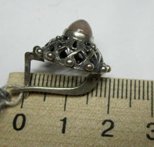 Load image into Gallery viewer, Vintage Russian Soviet sterling silver earrings with chalcedony accents, women's jewelry, lightweight 7.43g, crafted by Fezba Market.