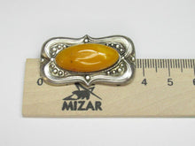 Load image into Gallery viewer, Vintage Soviet Russian 875 Silver Amber Brooch – 11.61g | Retro
