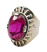 Load image into Gallery viewer, Vintage USSR 875 sterling silver ruby statement ring for women, size 6, featuring a bold design and red gemstone.
