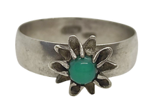 Load image into Gallery viewer, Antique USSR Silver Chrysoprase floral statement ring with intricate design, size 10.75, by Fezba Market.
