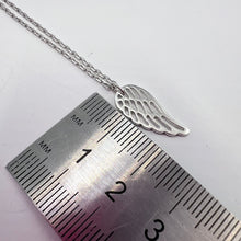 Load image into Gallery viewer, Sterling silver angel wing pendant necklace with chain, elegant women's jewelry featuring a detailed angel wing design.
