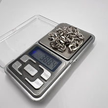 Load image into Gallery viewer, Heavy vintage 925 sterling silver chain necklace with signed statement jewelry design, featuring intricate links and detailed craftsmanship.
