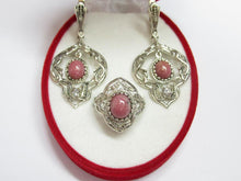 Load image into Gallery viewer, Close-up of Pink Natural Rhodonite Cabochon on Vintage 925 Sterling Silver Ring
