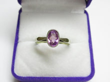 Load image into Gallery viewer, Vintage USSR 875 Silver Amethyst Solitaire Ring – Size 7.75 | Retro Bezel Gilt Design
