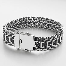 Load image into Gallery viewer, 925 Sterling Silver Heavy Byzantine Link Bracelet Blackened Finish Handmade
