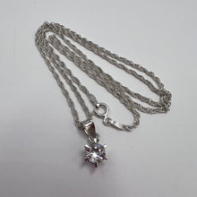 Load image into Gallery viewer, Close-up of 925 Sterling Silver Solitaire Cubic Zirconia Pendant Necklace

