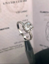 Load image into Gallery viewer, Close-up of 1.03ct Lab-Grown Diamond with Full Halo on 14K White Gold Ring
