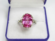 Load image into Gallery viewer, Vintage USSR 875 Silver Amethyst Statement Ring – Large Oval Pink Gemstone, Size 9.5
