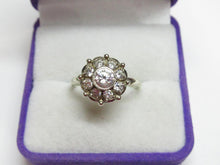 Load image into Gallery viewer, Vintage 925 silver cubic zirconia statement ring for women, size 7.75, featuring intricate design and sparkling stones.

