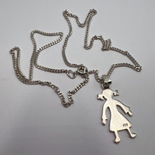 Load image into Gallery viewer, Close-up of Vintage 925 Sterling Silver Girl Pendant Necklace
