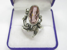 Load image into Gallery viewer, Vintage Soviet Amethyst Solitaire Ring – USSR 875 Silver, Swirl Design, Size 9
