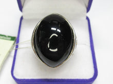 Load image into Gallery viewer, 925 Sterling Silver Black Agate Statement Ring – Art Nouveau-Inspired Scrollwork, Size 9
