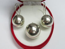Load image into Gallery viewer, Close-up of Smooth Polished Silver Sphere on Vintage 925 Sterling Silver Pendant
