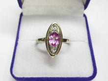 Load image into Gallery viewer, Vintage USSR 875 Silver Amethyst Ring – Gold-Tone Oval Design, Size 8.5

