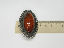 Load image into Gallery viewer, Vintage Soviet Russian 875 Silver Amber Brooch – 19.22g | Retro Design
