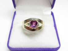 Load image into Gallery viewer, Vintage Soviet 875 Silver Sapphire Solitaire Ring Gilt – Size 9.5 | Retro Geometric Design
