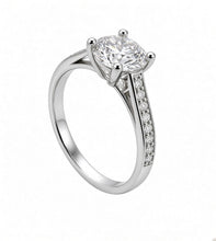Load image into Gallery viewer, 14K White Gold Diamond Ring 1.37ct Center D VS1 Excellent Cut with Side Diamonds Size 6.5
