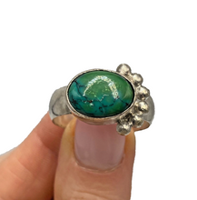 Load image into Gallery viewer, Antique Russian 84 silver ring with natural turquoise cabochon, size 13.5, featuring a bold statement design by Fezba Market
