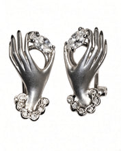 Load image into Gallery viewer, 18K 750 White Gold Hand Earrings with Natural Marquise and Round Diamonds 4.92g

