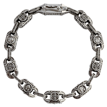 Load image into Gallery viewer, 925 Sterling Silver Orthodox Bracelet Save &amp; Protect with Icons Blackened Handmade Ukraine
