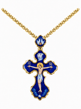 Load image into Gallery viewer, Vintage 18K Yellow Gold Enamel Orthodox Cross Necklace – 46.07g | 64 cm Chain
