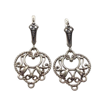 Load image into Gallery viewer, Handcrafted Vintage Filigree Heart Earrings in Solid 925 Sterling Silver
