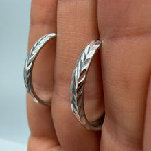 Load image into Gallery viewer, Back View of Vintage 925 Sterling Silver Hoop Earrings with 925 Hallmark
