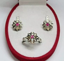 Load image into Gallery viewer, Vintage 875 Sterling Silver Floral Ring with Ruby Stone
