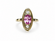 Load image into Gallery viewer, Vintage USSR 875 Silver Amethyst Ring – Gold-Tone Oval Design, Size 8.5
