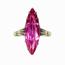 Load image into Gallery viewer, Vintage Soviet 875 silver gilt amethyst marquise ring size 8.5 US 3.45g
