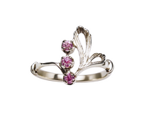 Load image into Gallery viewer, Vintage USSR Retro 875 Silver Amethyst Ring – Size 6.5 | Swirl Leaf Design
