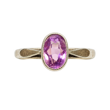 Load image into Gallery viewer, Vintage USSR 875 Silver Amethyst Solitaire Ring – Size 7.75 | Retro Bezel Gilt Design
