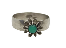 Load image into Gallery viewer, Antique USSR Silver Chrysoprase floral statement ring in size 10.75, featuring intricate design by Fezba Market.
