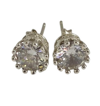 Load image into Gallery viewer, Detailed View of Vintage 925 Silver Cubic Zirconia Earrings
