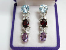 Load image into Gallery viewer, Sterling silver Fezba Market Russian earrings with purple amethyst stones, elegant women's jewelry accent.
