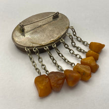 Load image into Gallery viewer, Back View of Vintage Soviet Baltic Amber Statement Brooch
