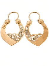 Load image into Gallery viewer, Vintage Soviet USSR 14K 583 Gold Filigree Crescent Earrings 5.99g
