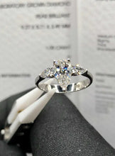 Load image into Gallery viewer, 14K White Gold Lab-Grown Diamond Ring 1.45ct Total, 1.05ct Pear D VVS IGI Size 6.5
