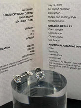 Load image into Gallery viewer, Side View of 14K 585 White Gold Diamond Stud Earrings with Secure Screw Backs
