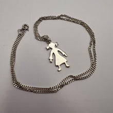Load image into Gallery viewer, Back View of Vintage 925 Sterling Silver Girl Pendant with 925 Hallmark

